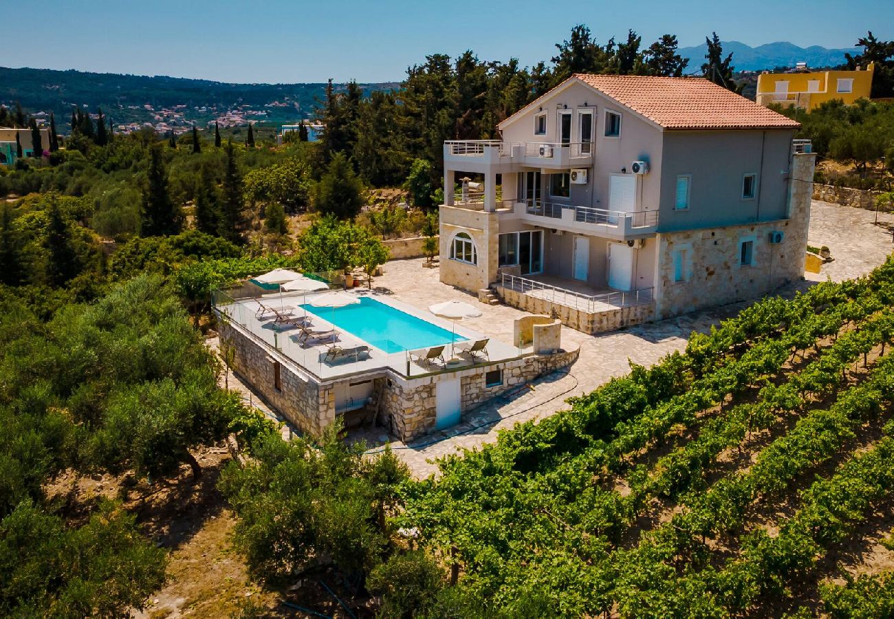 Private swimming pool at luxury 7 bedroom vineyard villa in Apokoronas, Chania Crete near Almyrida
