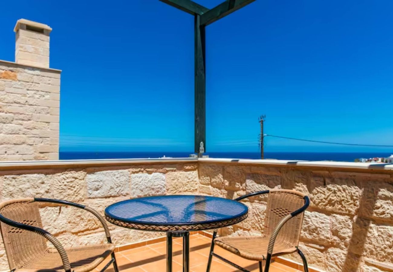 Balcony with sea view at Villa Alexandra in Stavros Crete