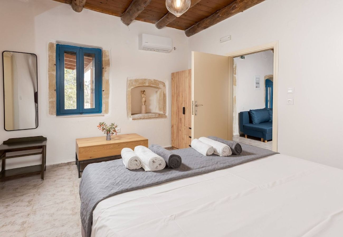 Bedroom for large group at Halases Panorama Villa Crete