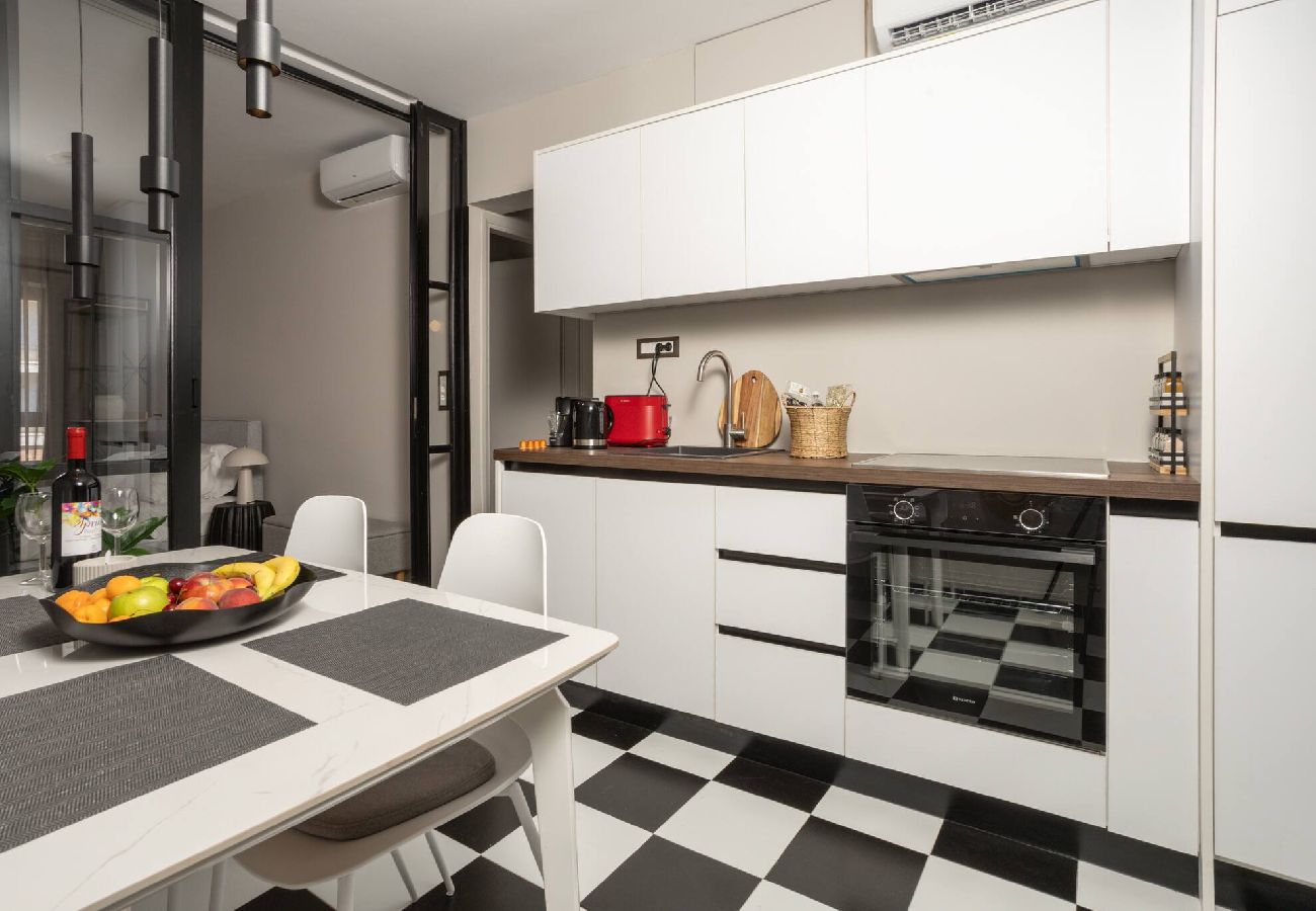 Fully equipped kitchen at Demi apartment in Chania center