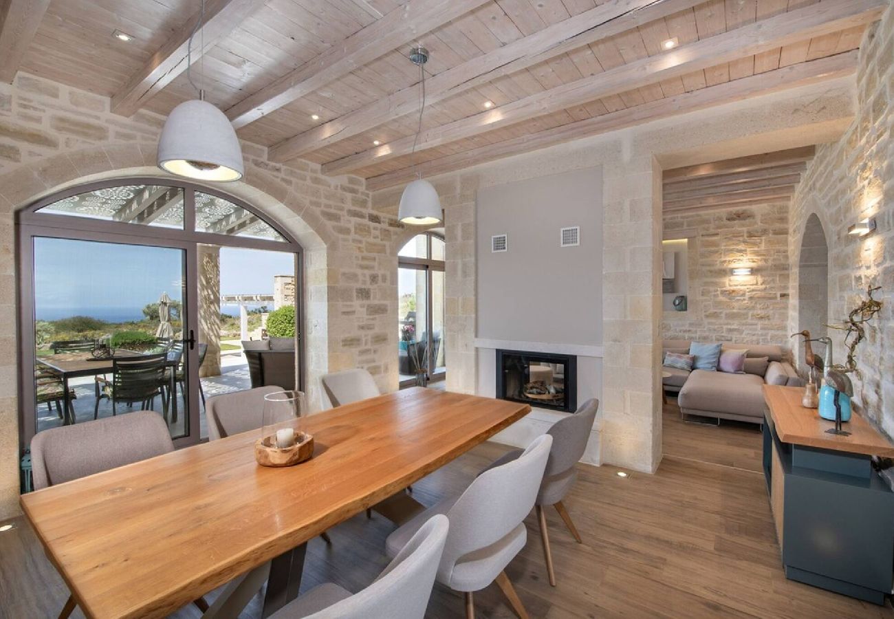 Living room interior of Aurora villa in Prines Rethymno