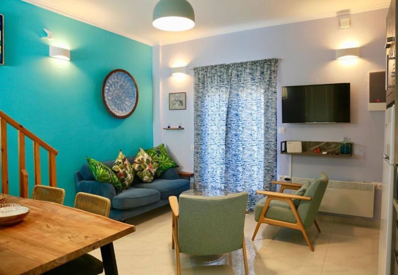 Spacious living area at Casa Anthos apartment in Chania center