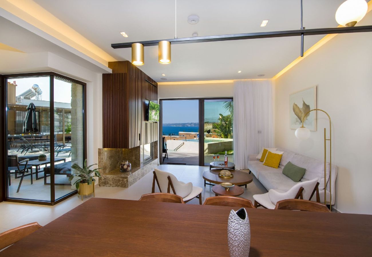 Open plan living area at Almi Cove Villa I Almyrida