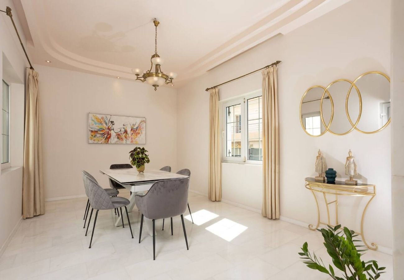 Modern dining space at White Marble apartment Chania