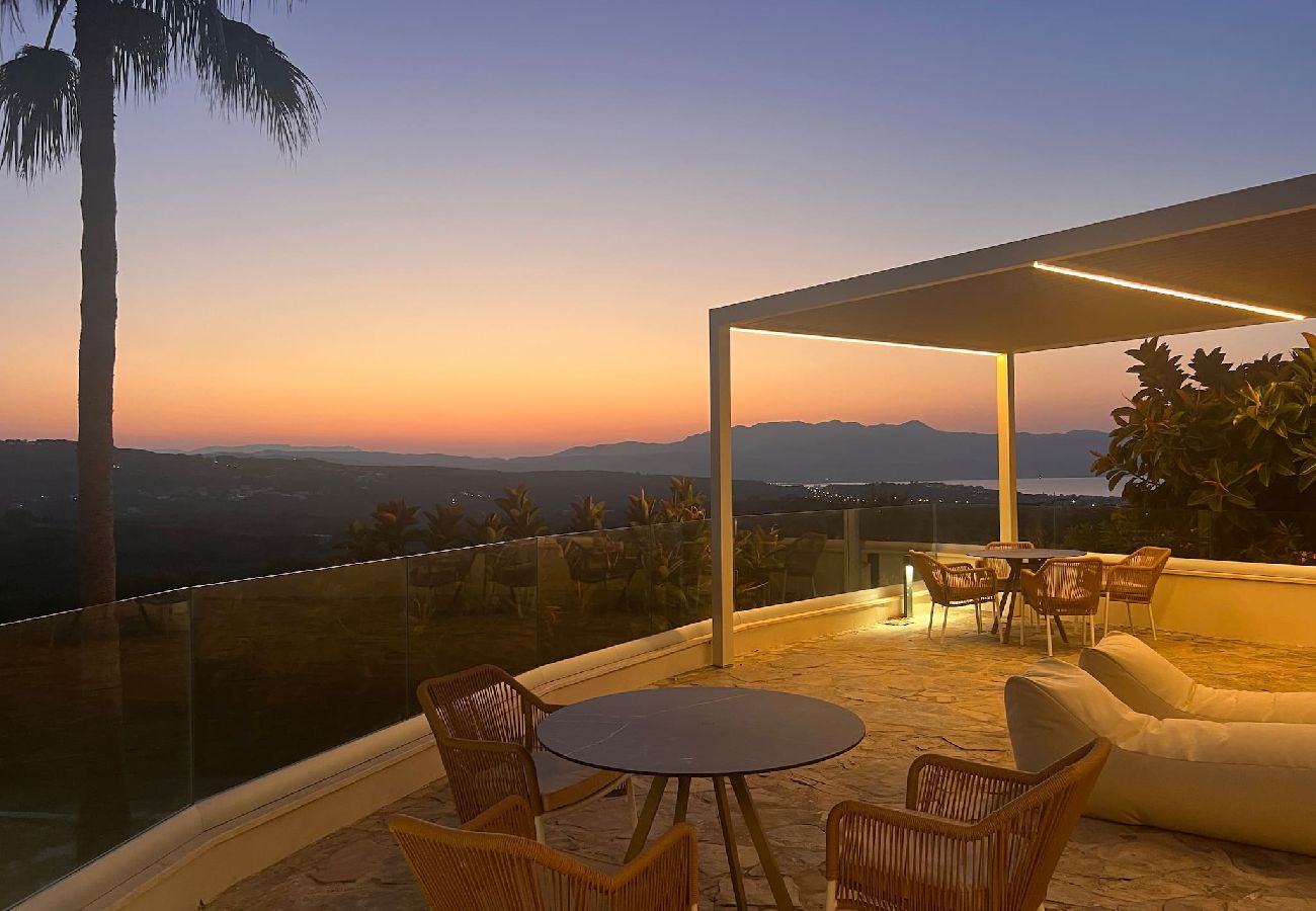 Sunset view from terrace in Xamoudochori Chania Crete